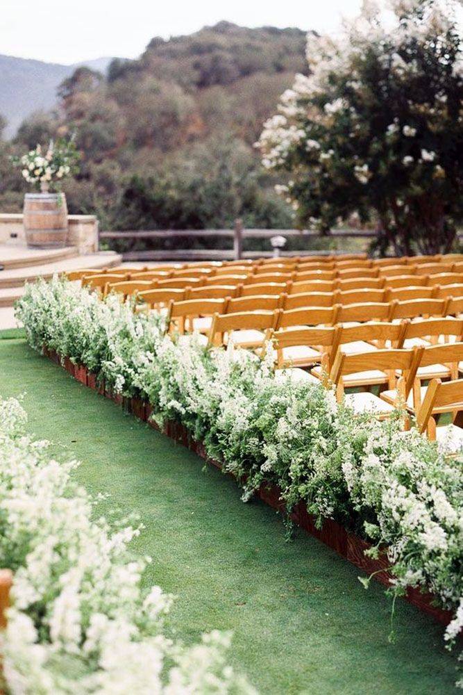 All White Aisle Runner Outdoor Wedding Ceremony
