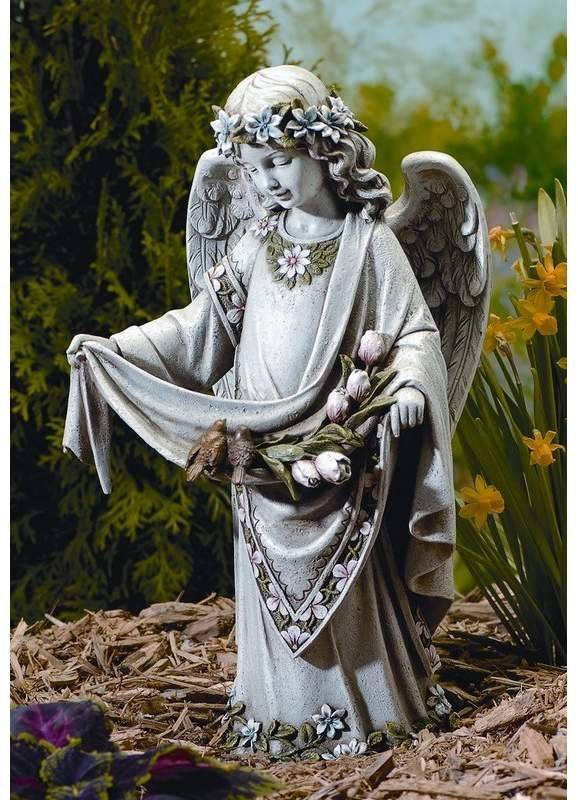 Roman Garden Angel Cherub Bird Statue
