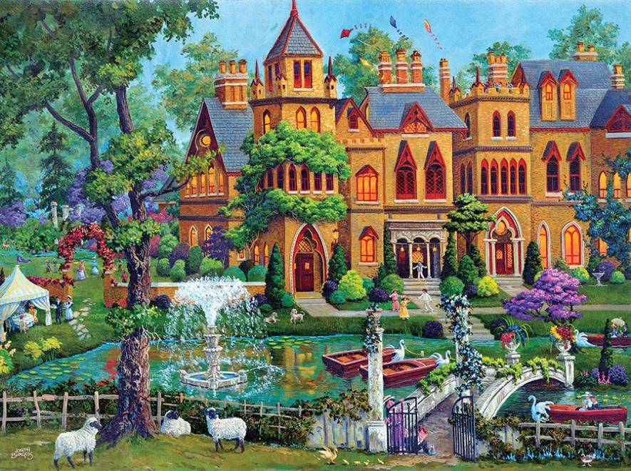 Memory Lane Garden Bridge Piece Ez Grip Jigsaw Puzzle