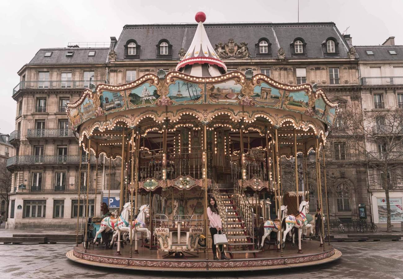 Carousel And Sacrcoeur In Montmartre In Montmartre Paris