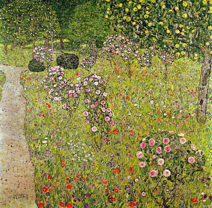 Gustav Klimt Flower Garden Print Garden Design
