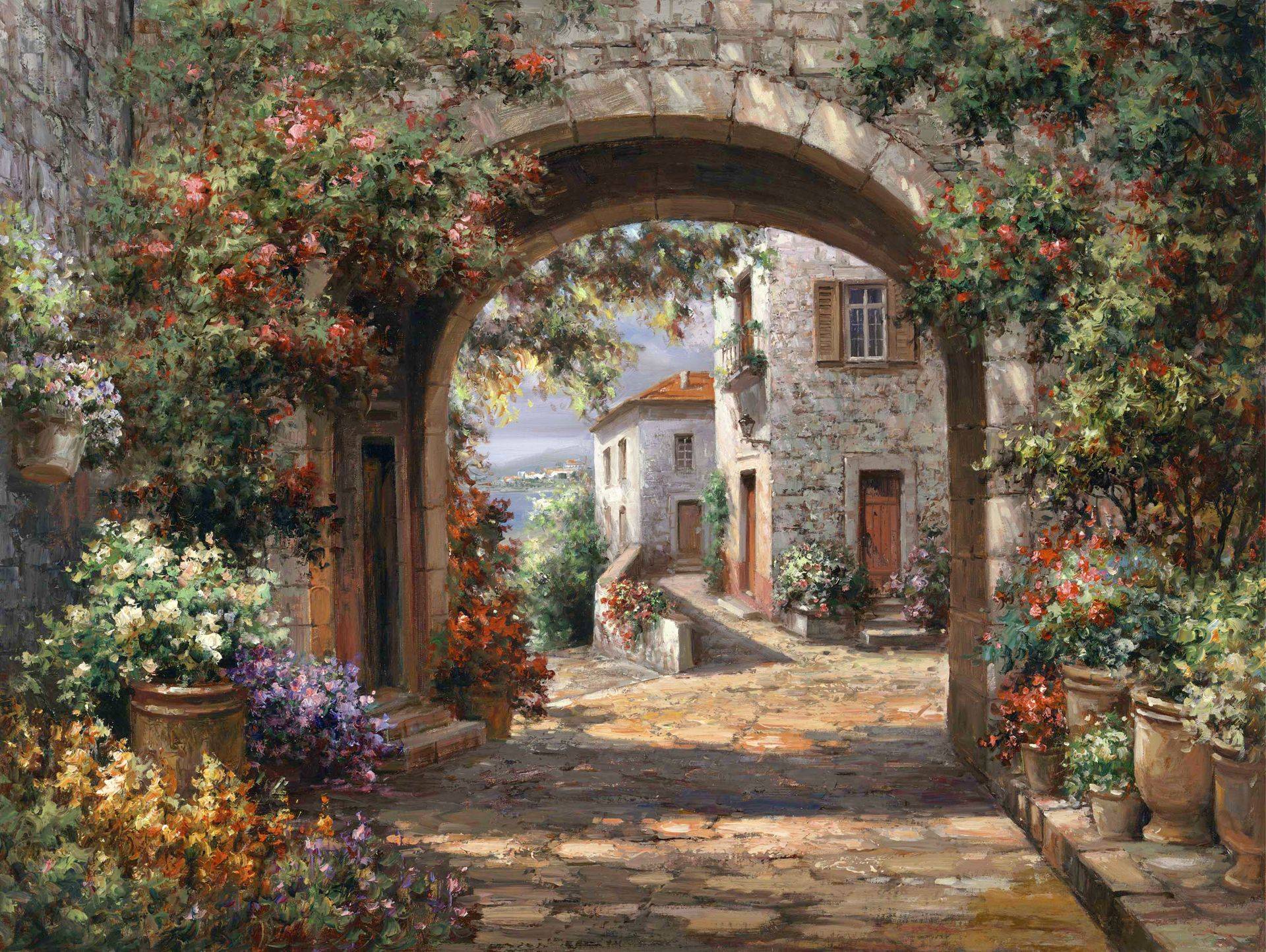 Italian Courtyard Outdoor Wall Art Piece