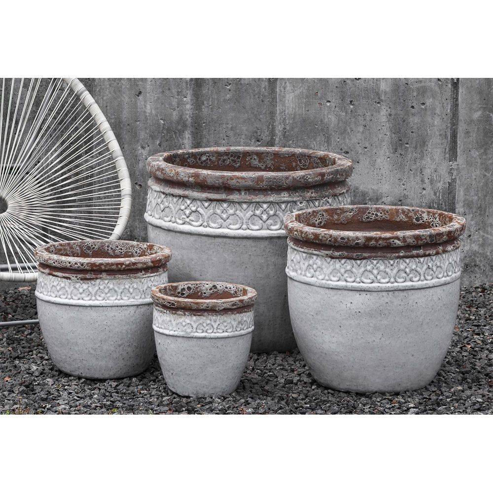 Kinsey Garden Decor Coil Pottery Jar Gray Large Glazed Ceramic Planter