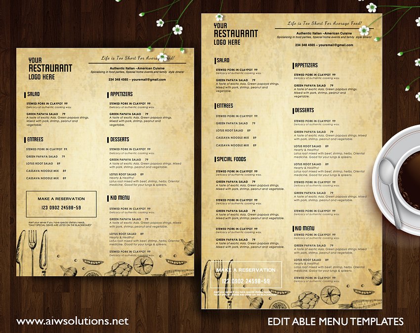 Olive Garden Restaurant Menu