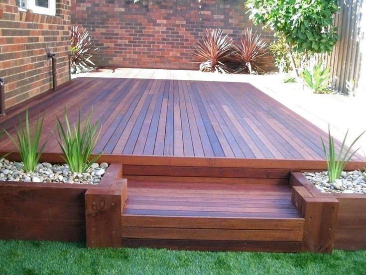 Planter L Shaped Patio Backyard Rustic Designlarge Floating Deck Plans