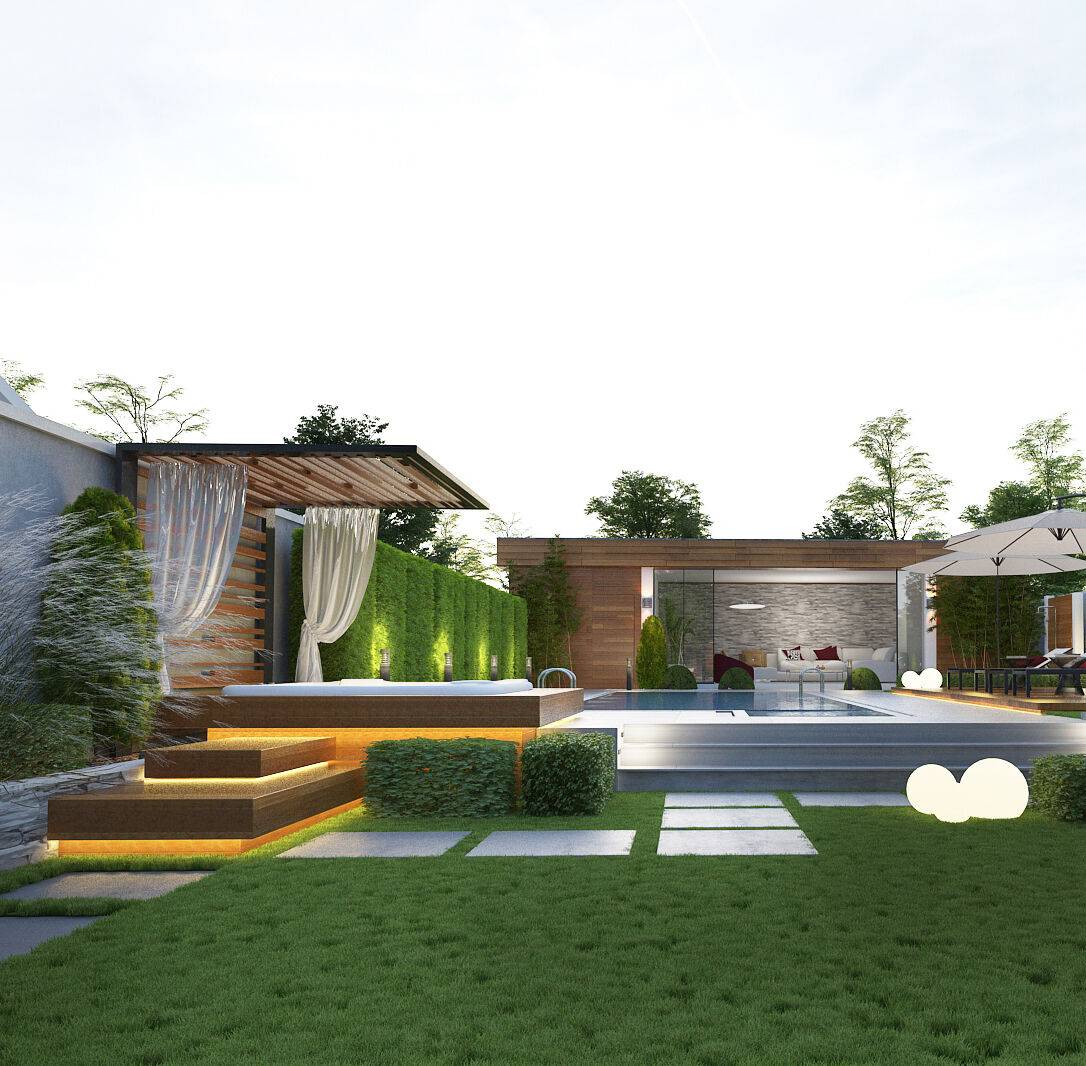 Exquisitemoderngardendesignwithbeautifullightingsendearing