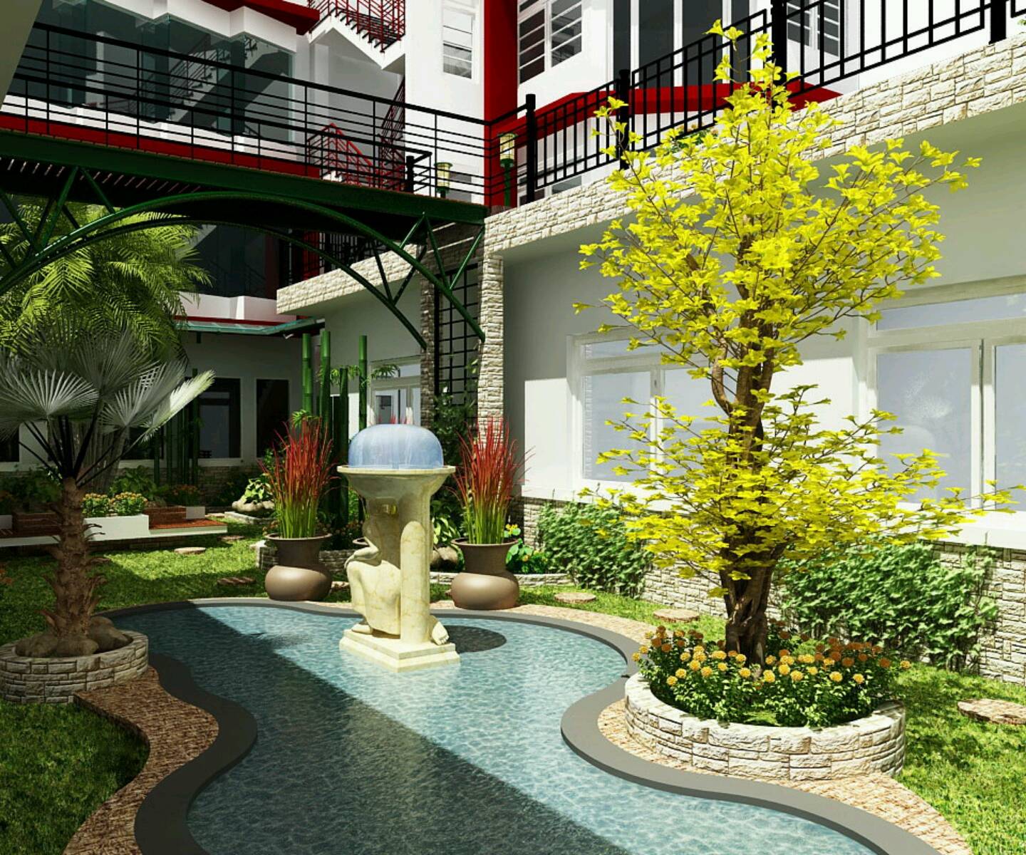 Exquisitemoderngardendesignwithbeautifullightingsendearing