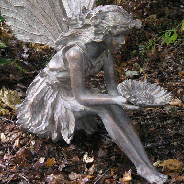 Standing Garden Fairy Statue Copper Look