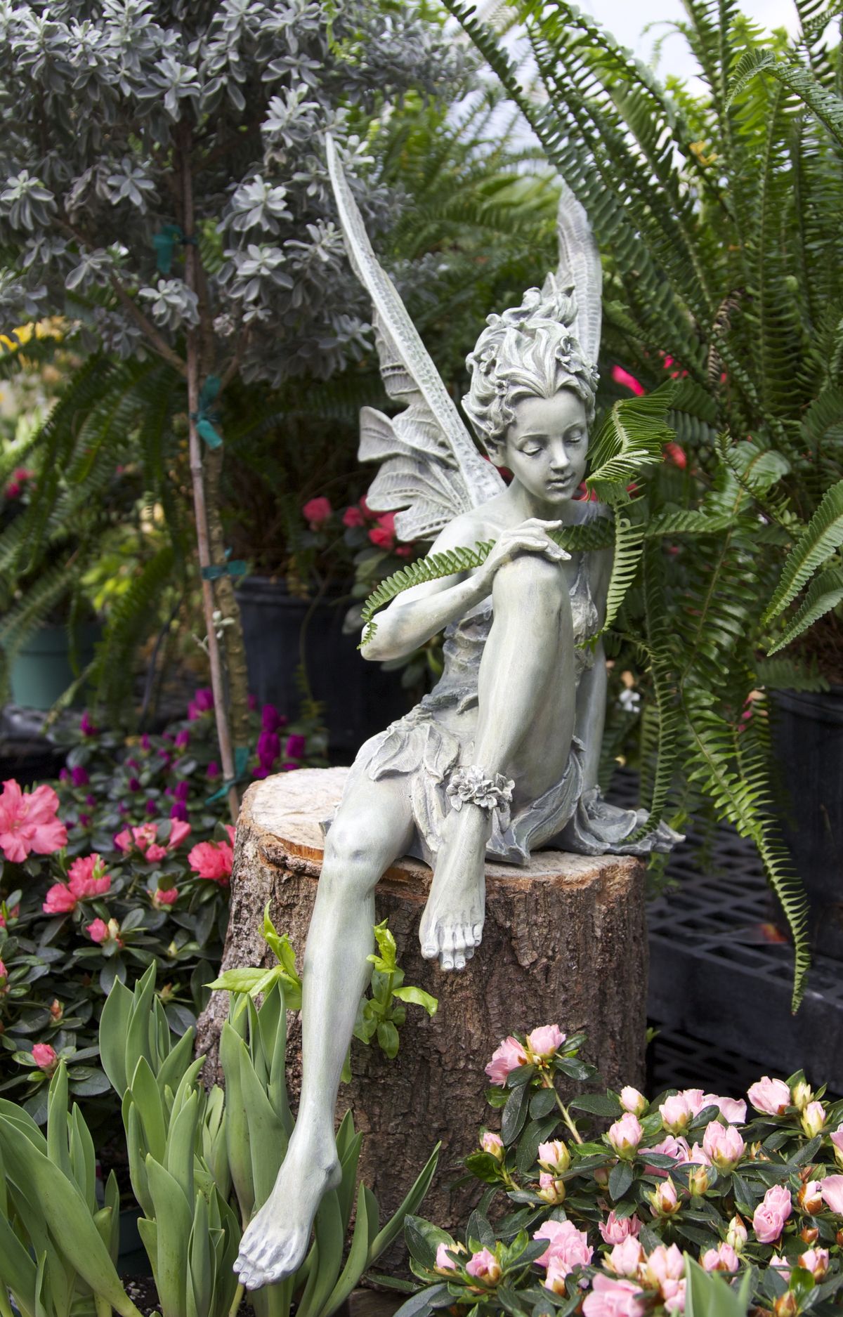 Standing Fairy Wflower Birdfeeder Fairy Statues Garden Statues