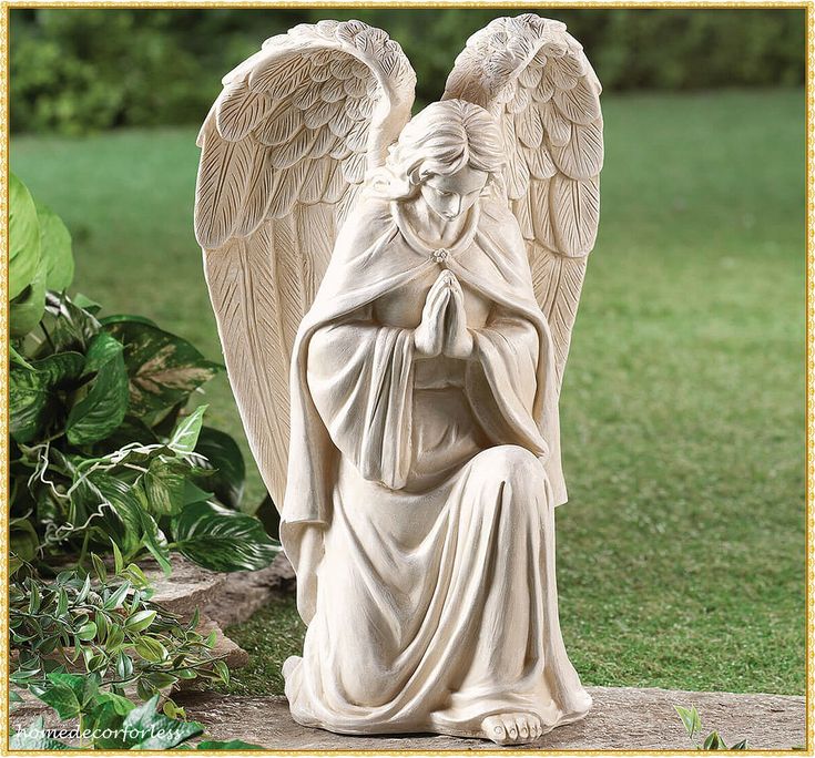Angel Holding Shell Garden Statue Bird