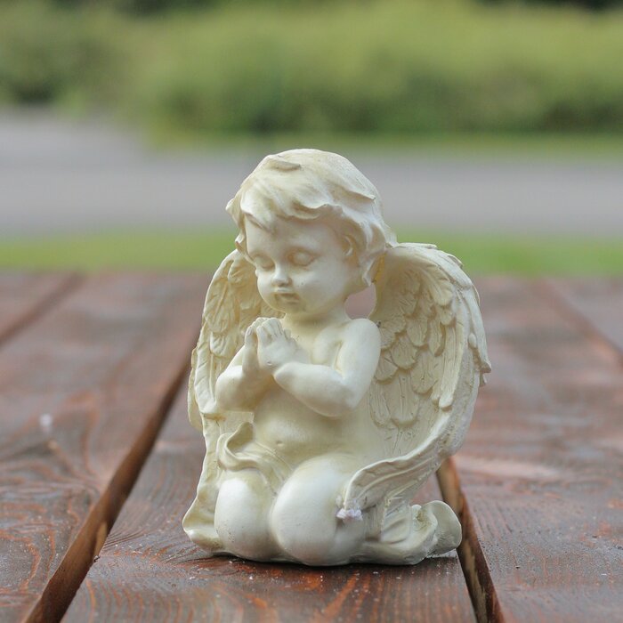 Ivory Kneeling Angel Religious Outdoor Garden Statue