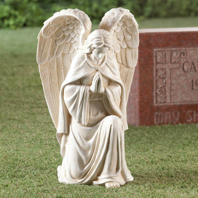 Ivory Kneeling Angel Religious Outdoor Garden Statue