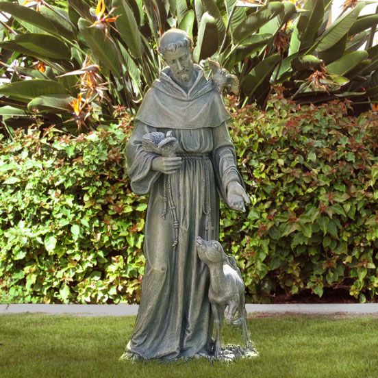 St Francis Statue Garden Blessing Bird Bath Pet Dog Memorial Resin