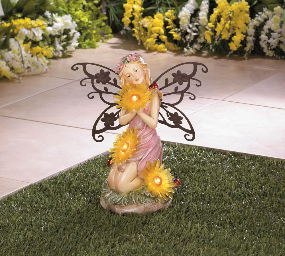 Sweet Young Fairy Solar Statue Fairy Statues