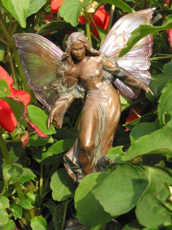Sitting Garden Fairy Statue Copper Look Polystone New Fairy Statues