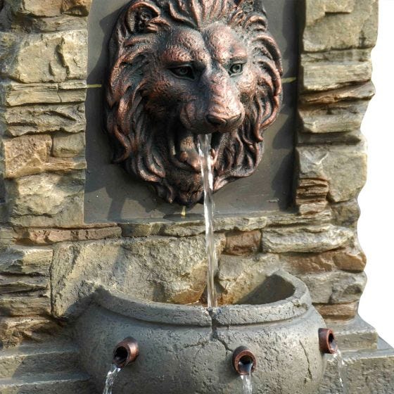 Highly Detailed Lions Wall Fountain Stone Garden Ornaments