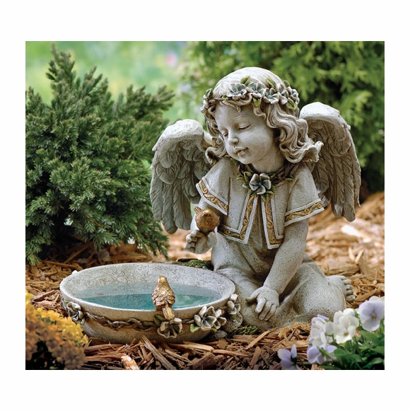 Sweet Angel Solar Bird Bath Garden Statue Solar Bird Bath