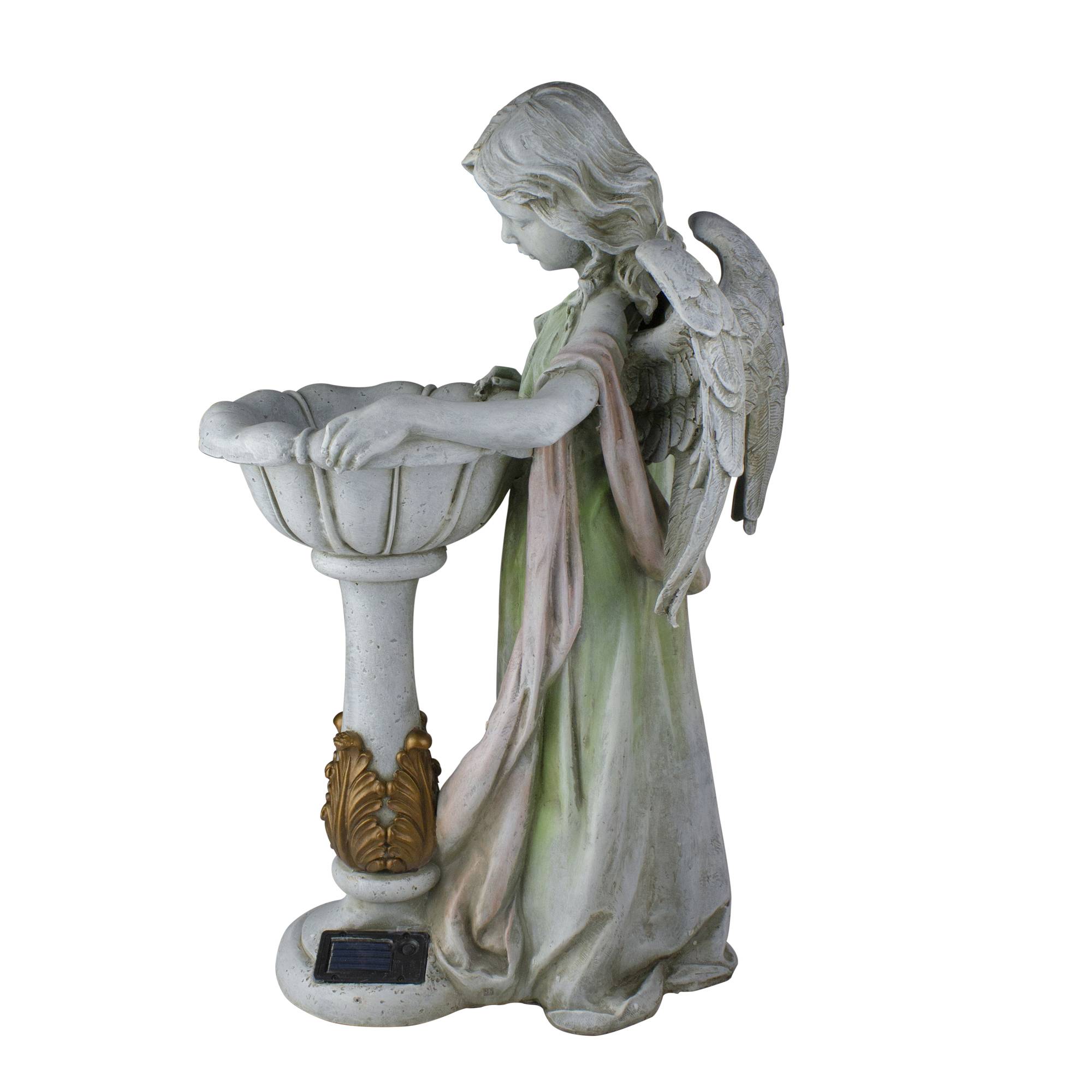 Gray Resting Angel Bird Feeder Outdoor Patio Garden