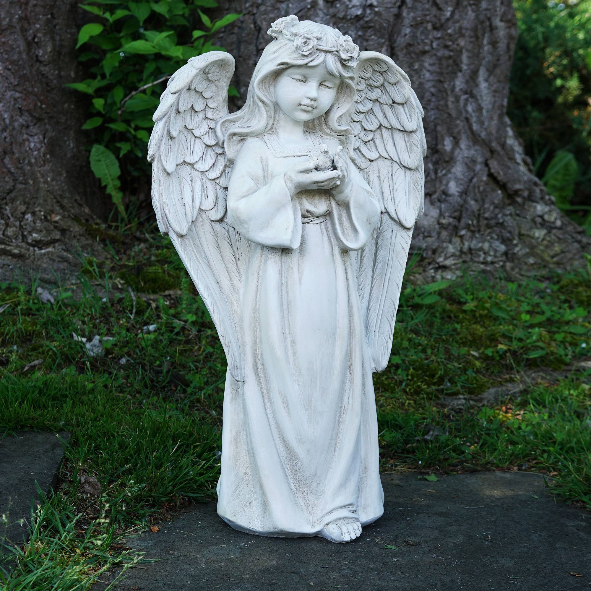 Northlight Stone Angel Bird Feeder Garden Statue