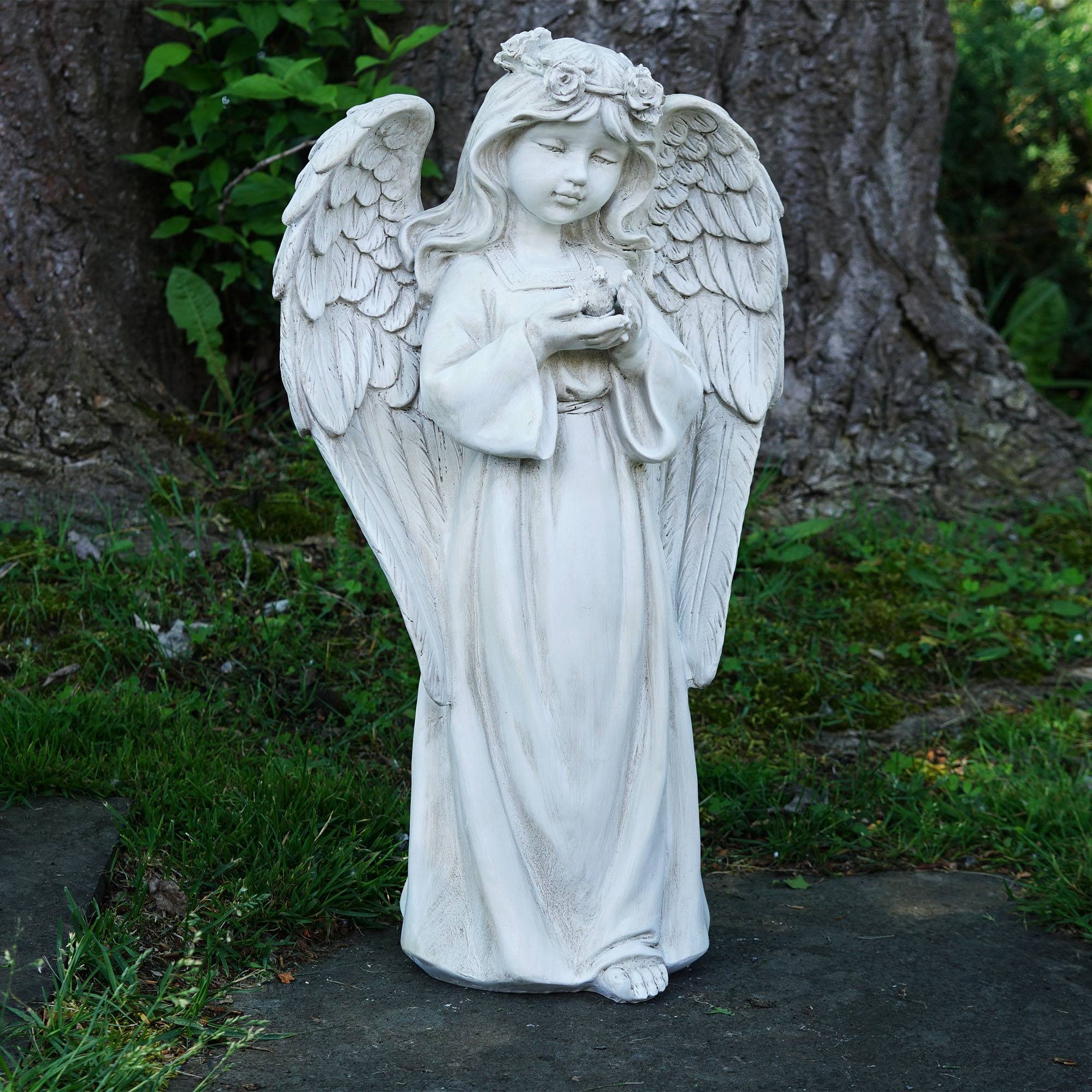 Northlight Stone Angel Bird Feeder Garden Statue