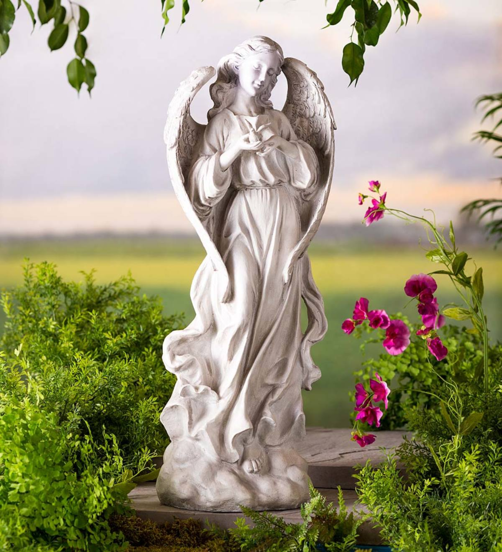 Josephs Studio Angel Bird Feeder Bath Outdoor Garden