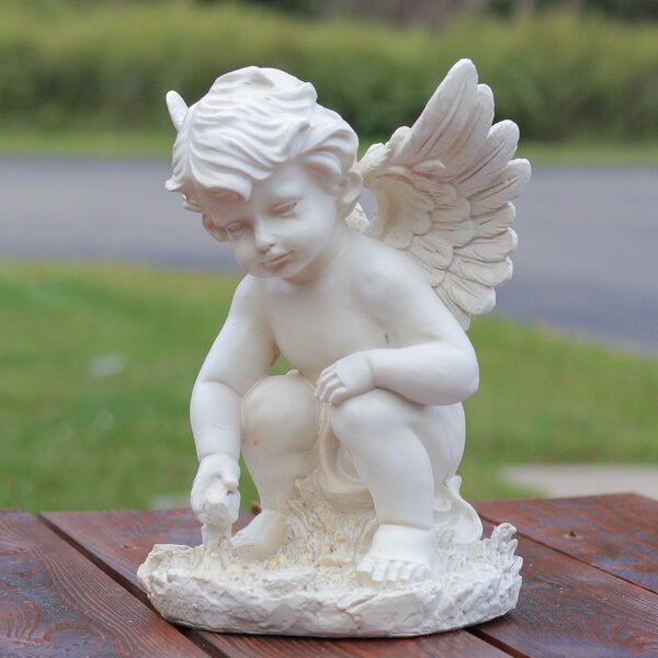 Gray Cherub Angel Outdoor Garden