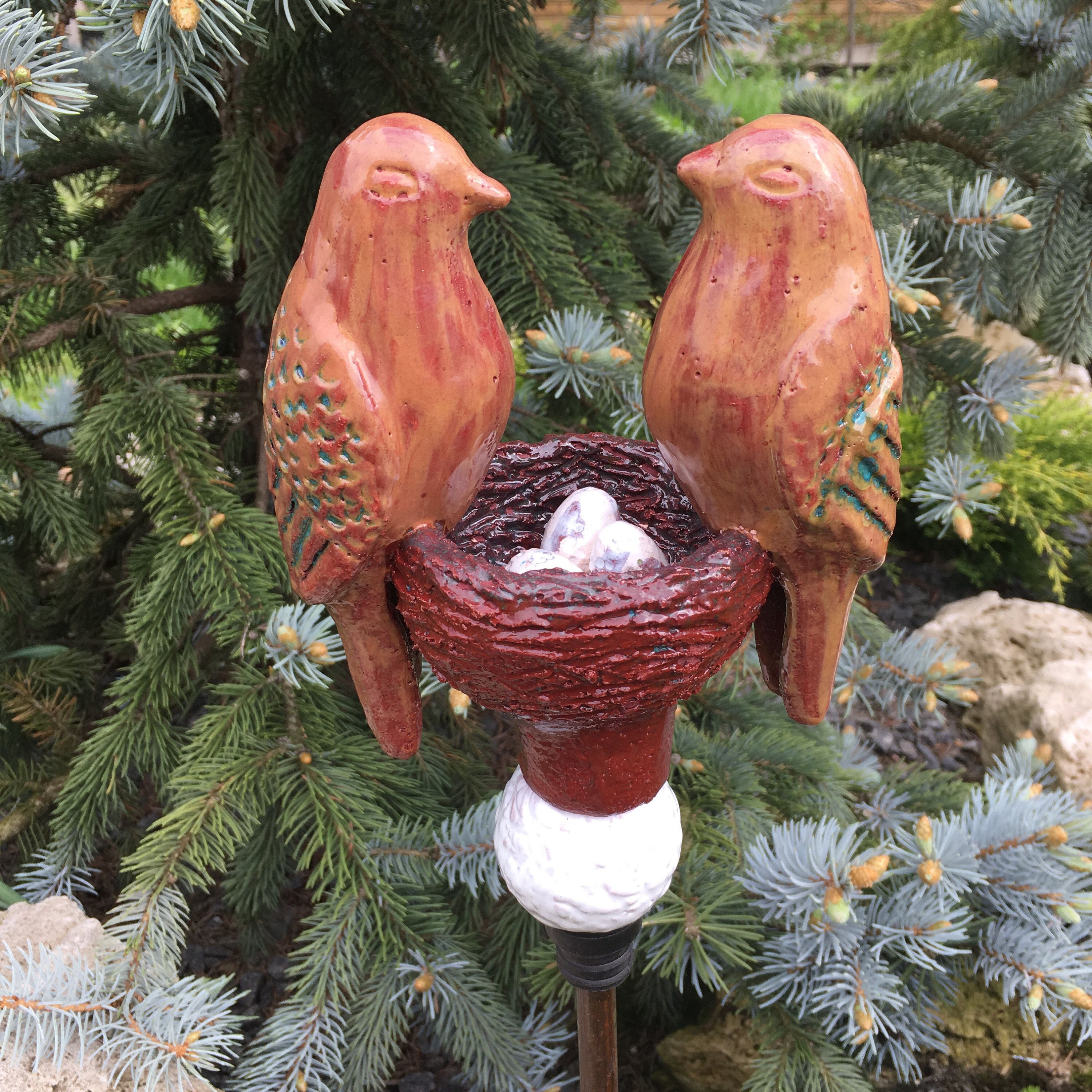 Flying Garden Crane Pair Heron Statue Outdoor Sculpture Metal Bird