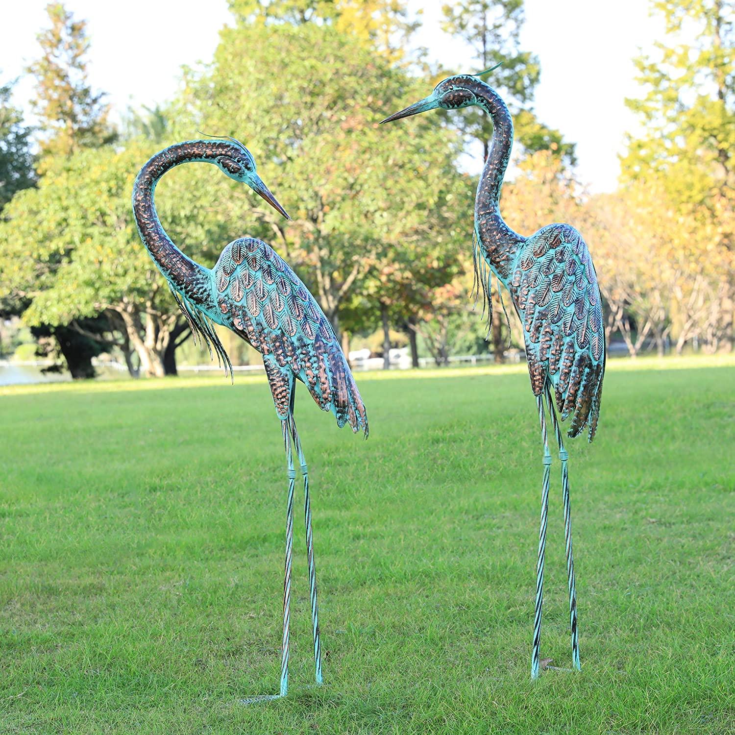 Blue Heron Decoy Metal Birds Yard Art