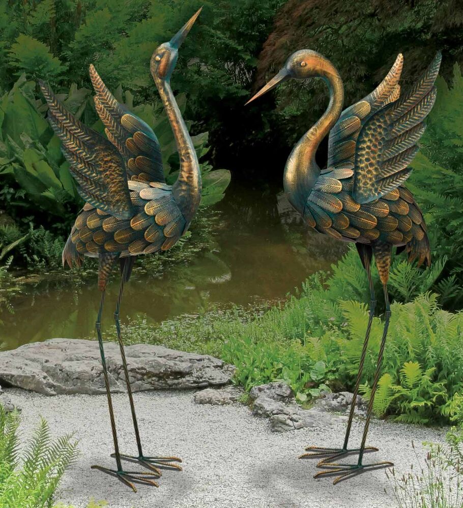 Standing Metal Patina Heron Decoy Outdoor
