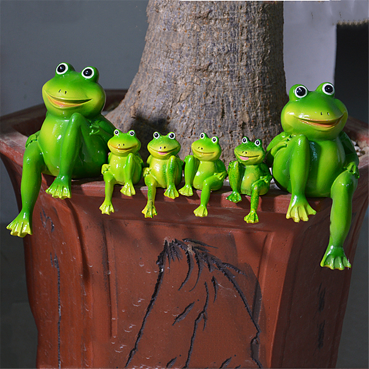 Resin Sitting Frogs Statue Outdoor Frog Sculpture Garden Decorations
