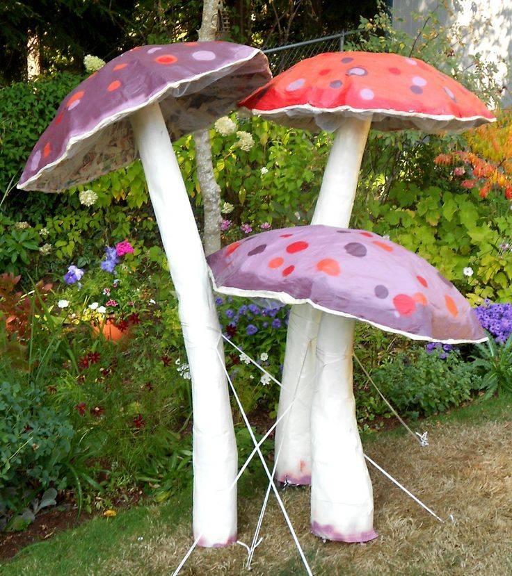Large Ceramic Mushrooms Figurines