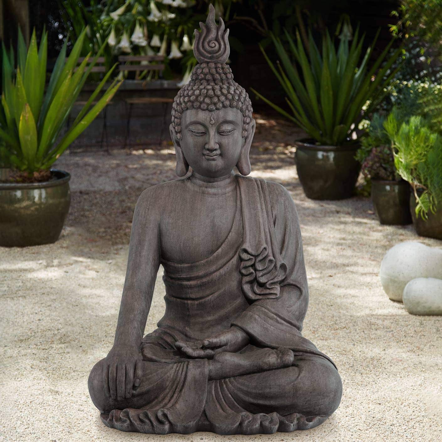 Alfresco Home Seated Buddha Garden Statue Garden Statues
