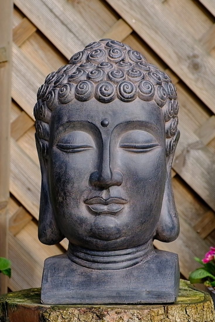 Cast Stone Buddha Head Planter Garden Statues