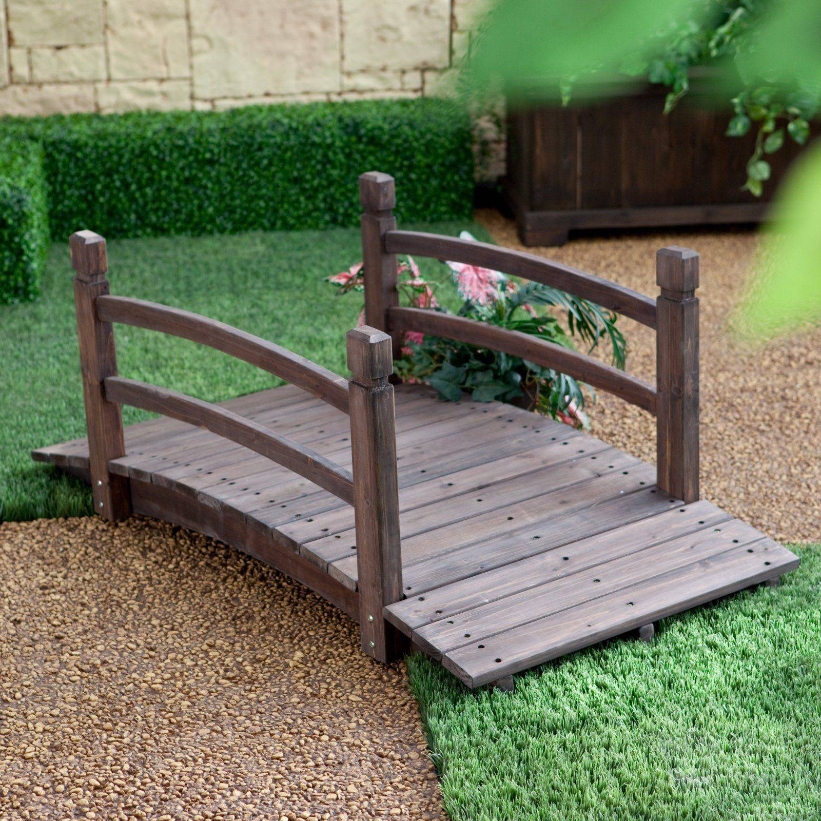 Giantex Garden Bridge Wooden Decorative Pond Bridge Arch Walkway
