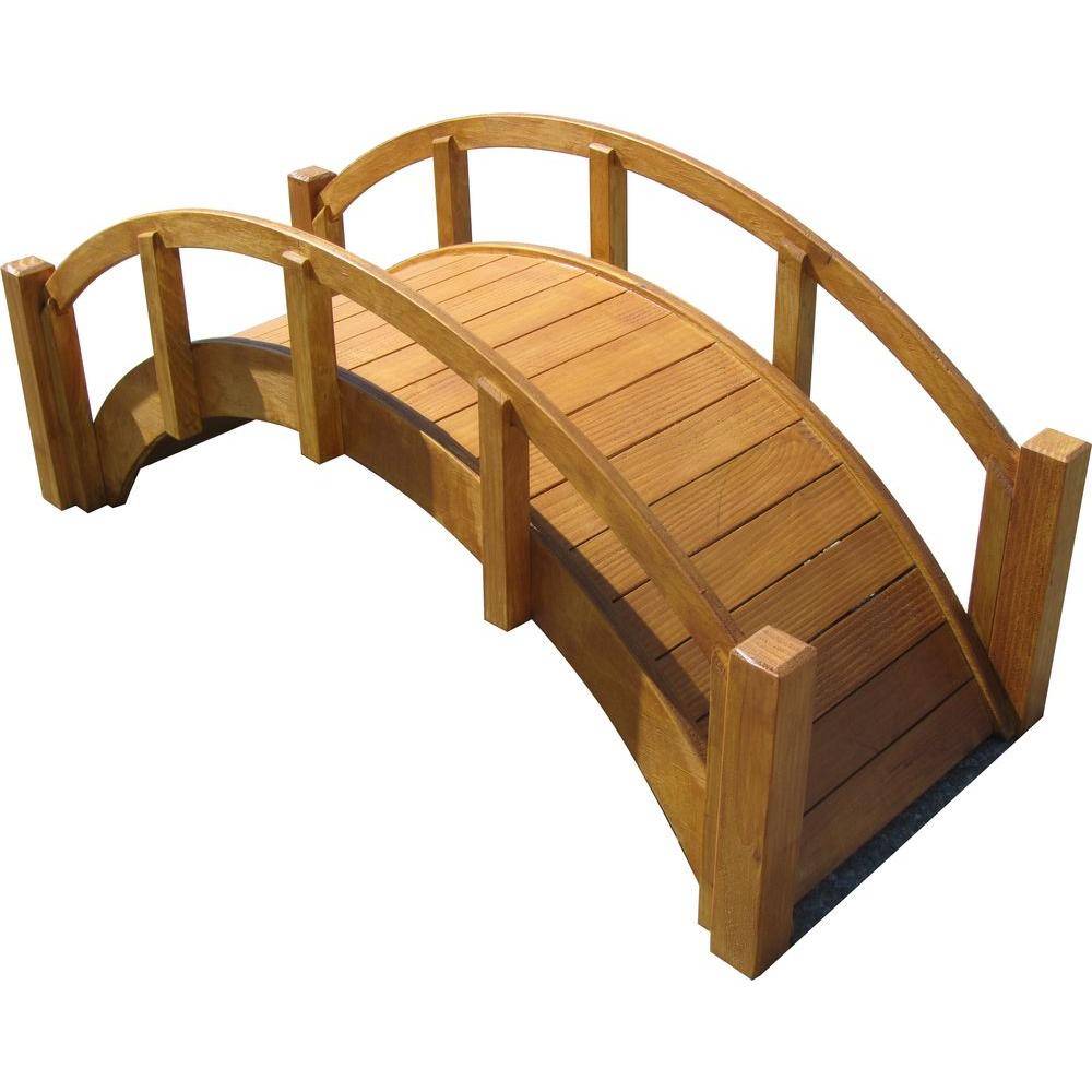 Arched Wood Garden Swan Bridge