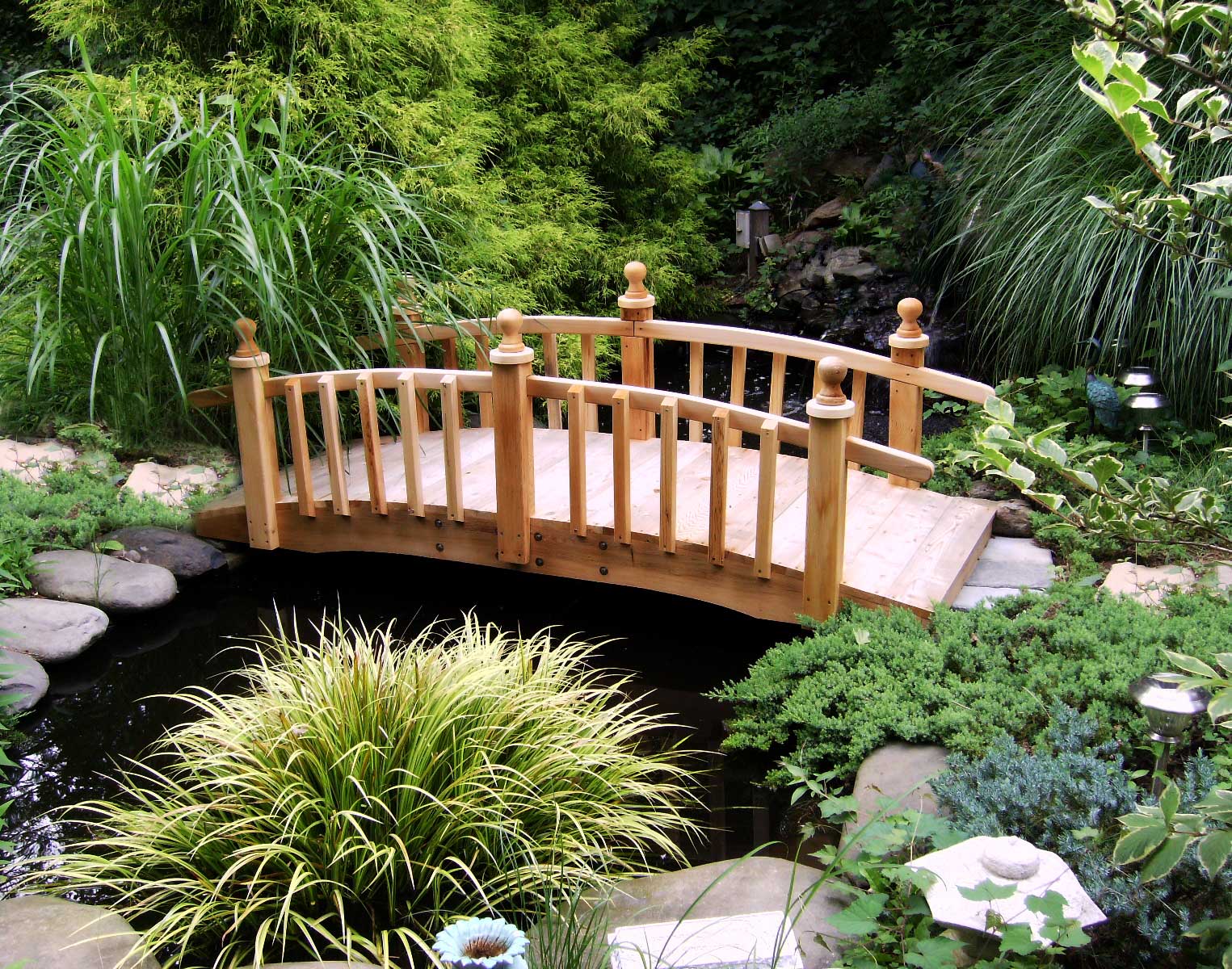 Large Oriental Wooden Foot Bridge Garden Outdoor Stream Pond Ornamental