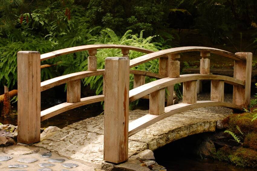 Long Wooden Decorative Garden Bridge