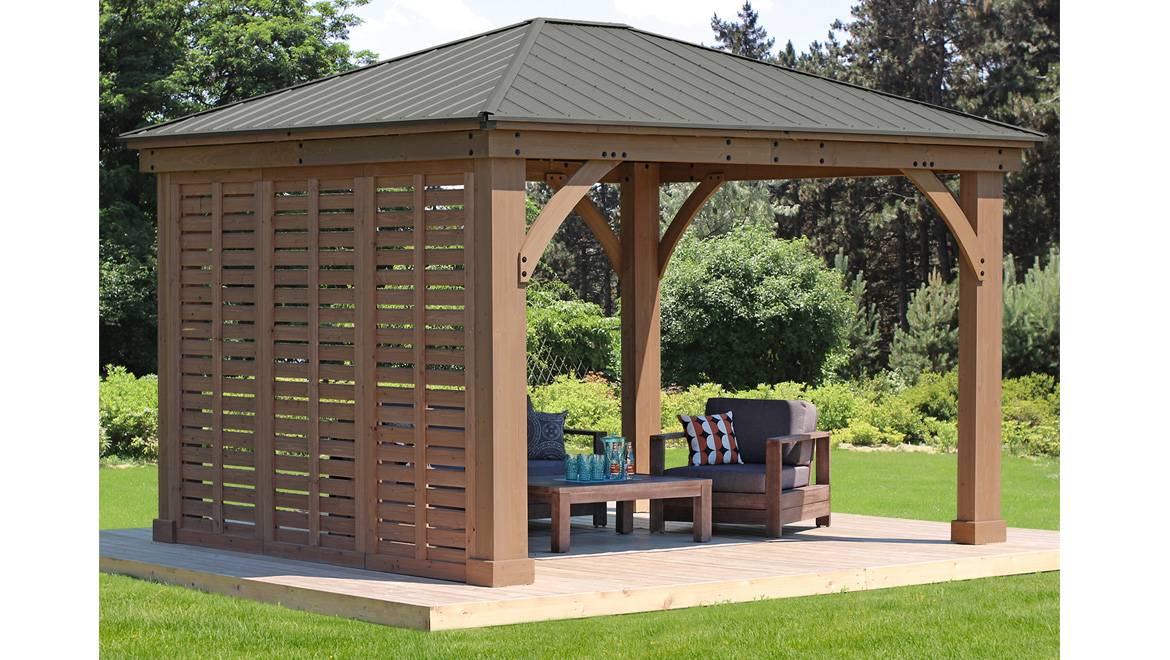 Garden Gazebo W Metal Frame Side Wallsdark Green