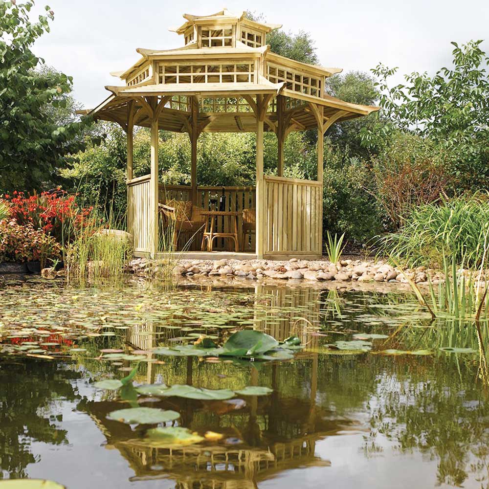 Wooden Garden Oriental Pagoda Japanese Design Gazebo Pure Garden