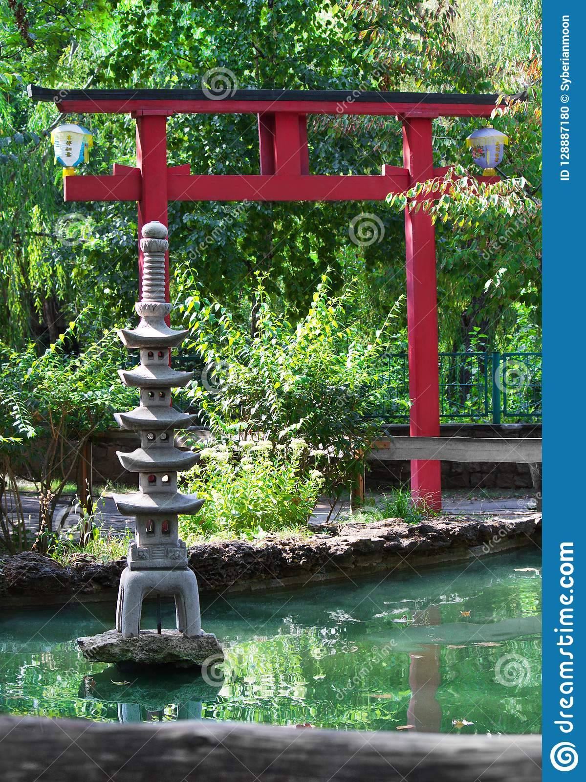 Pagoda Zen Garden Patio Pond Japanese Plants