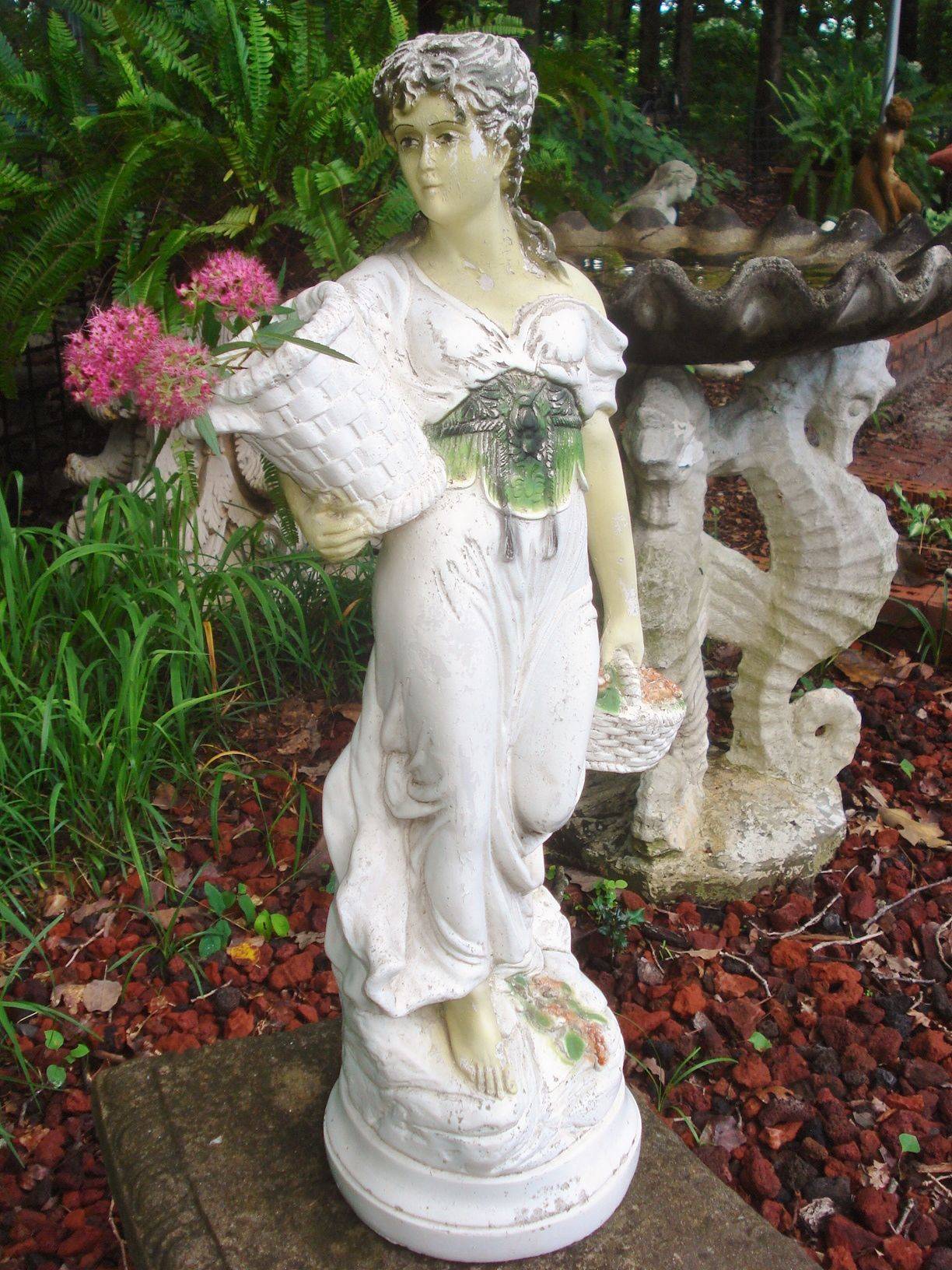 Victorian Girl Stone Sculpture Large Garden Statue