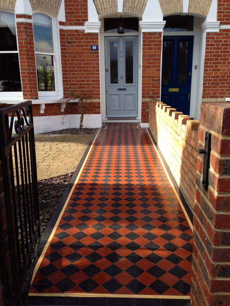 London Victorian Black And White Mosaic Tile Path Battersea London
