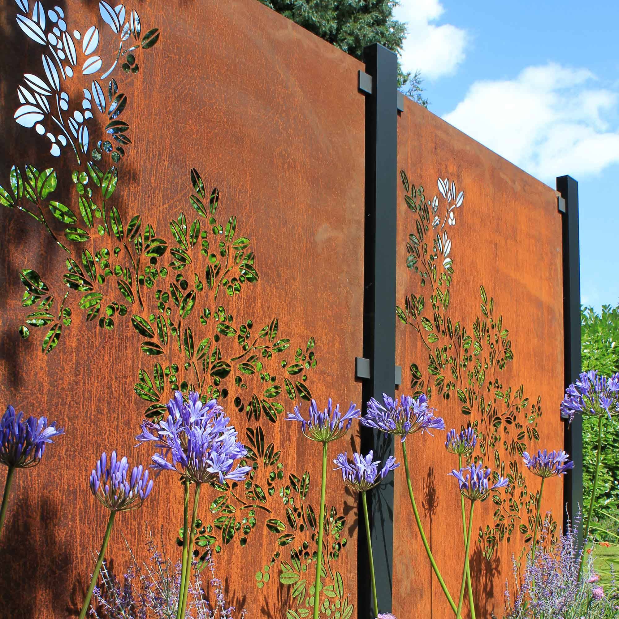 Metal Privacy Screen Decorative Panel Outdoor Garden Fence Art