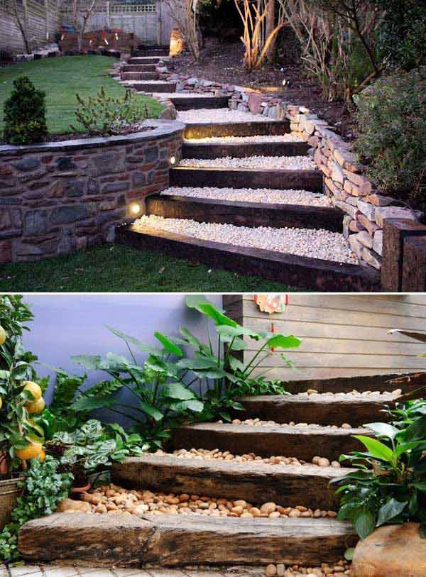 Amazing Unique Outdoor Wooden Stairs Ideas
