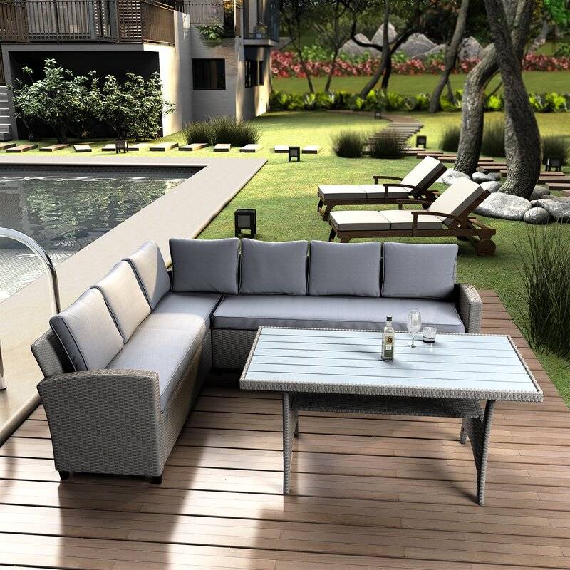Pcs Rattan Wicker Outdoor Patio Sofa Set Patio Sofa Set