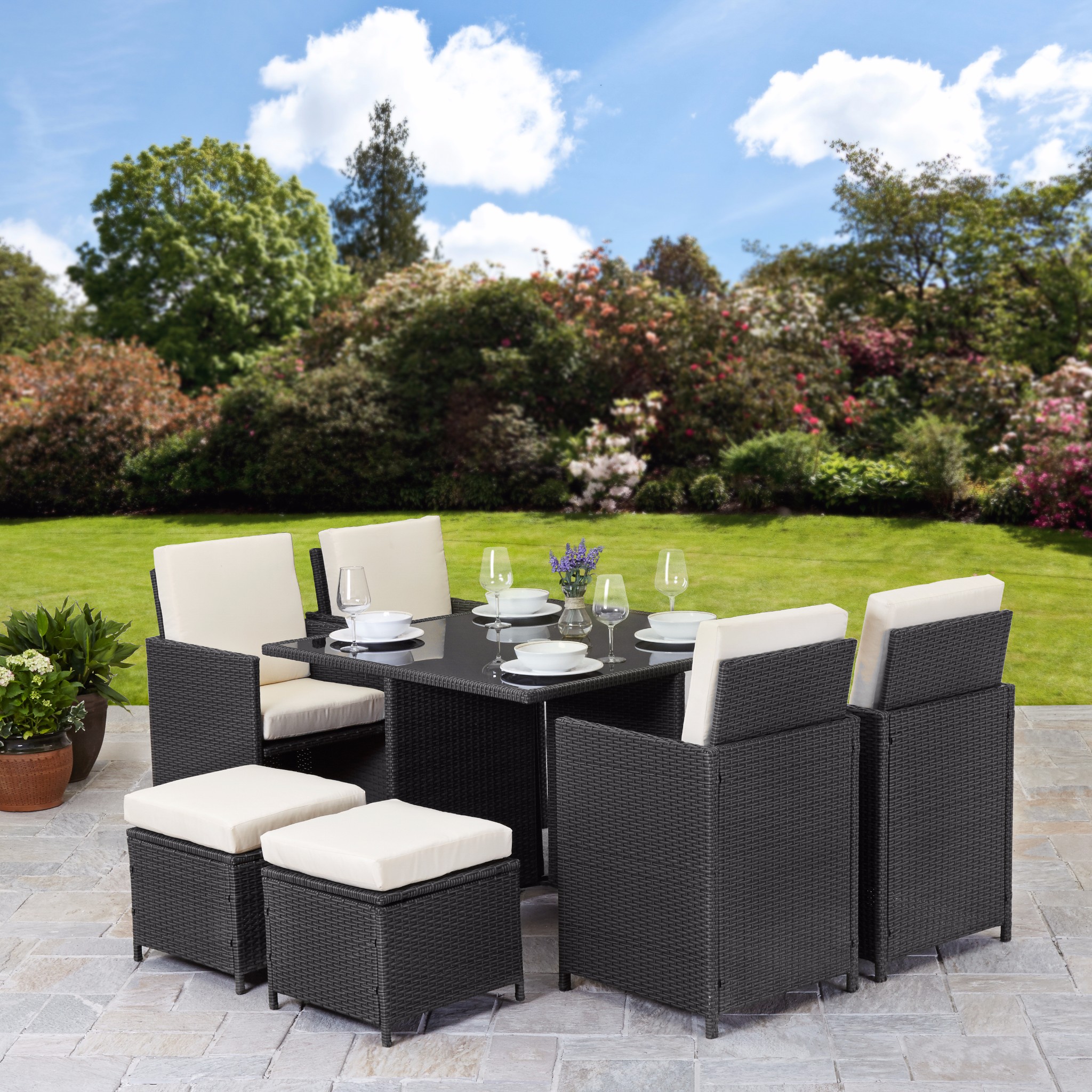 Rattan Cube Garden Furniture Set Seater Brown Laura James