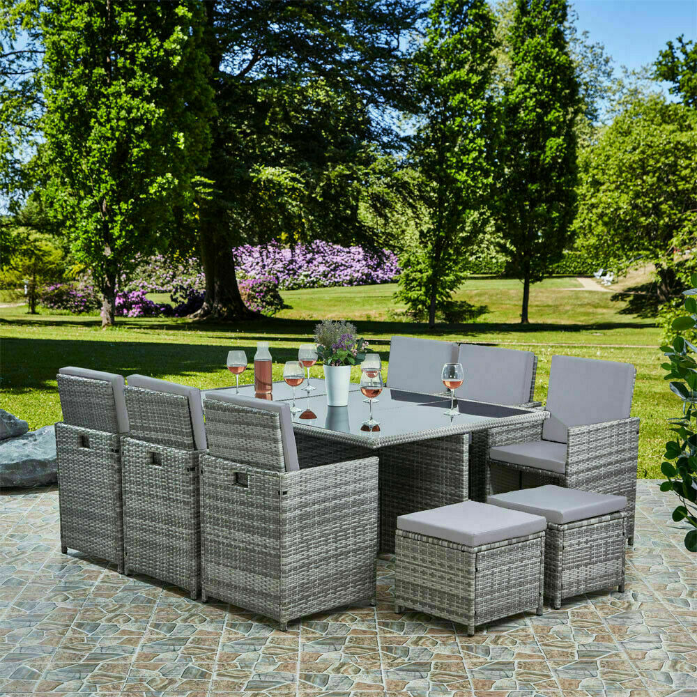 Truffle Brown Rattan Cube Set Seats Garden Furniture Outdoor Patio