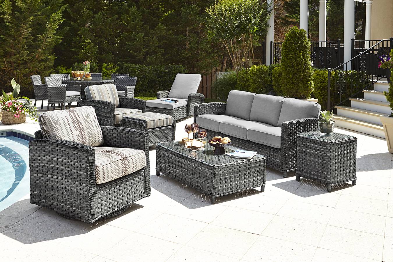 Costway Pc Patio Rattan Furniture Set Sectional Cushioned Seat Garden