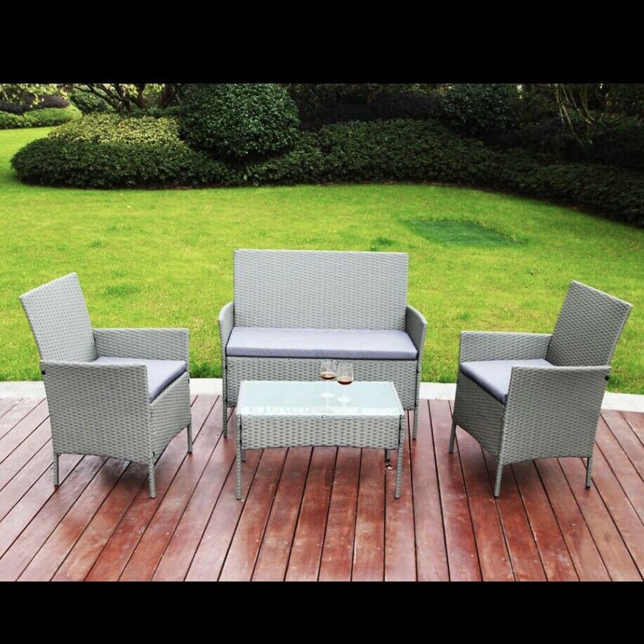 Kingfisher Black Piece Rattan Effect Outdoor Garden Dining Furniture