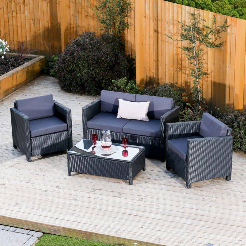 Pc Outdoor Patio Garden Furniture Wicker Rattan Sofa Set Sectional